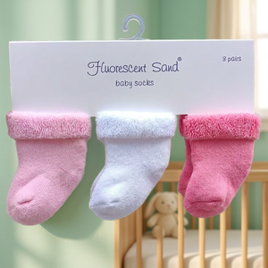 Calcetines de punto para bebé, hechos en Taiwán, ecológicos, con certificación de seguridad, transpirables, hasta el tobillo, con puño acanalado de grosor estándar, informales. - Product Image 3