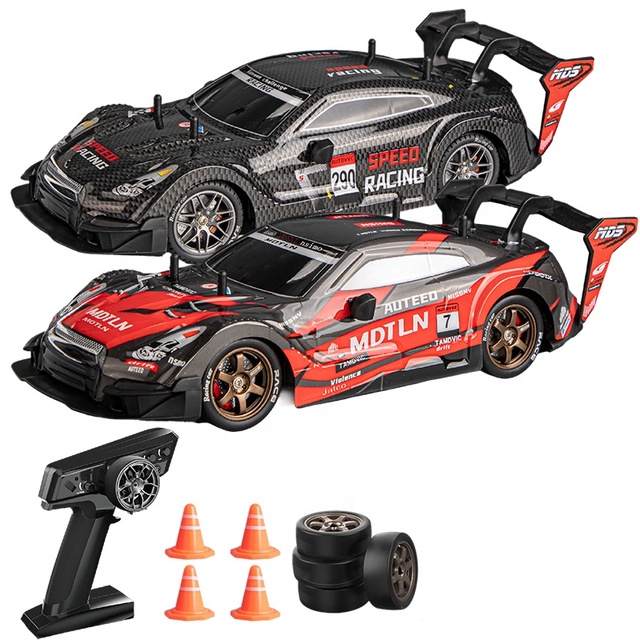 Electric Radio Control Drift Car GTR 4WD Gyroscope ESP Adjustable Speed Four Wheel Drive PVC Shell LED Lights DIY Garage Kit RTR