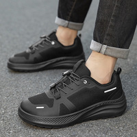 Chaussures de sport décontractées confortables, respirantes, réfléchissantes, légères, en mousse épaisse, avec maille et lacets élastiques noirs, nouveau design, directement de l'usine