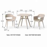 Ensemble de meubles d'extérieur en plastique personnalisé pas cher, 3 pièces, table et chaises pour hôtel, jardin, patio, balcon, café