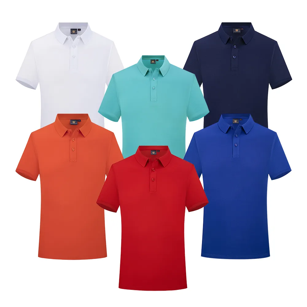 Camisa de polo masculina de algodão, logotipo personalizado, secagem rápida, unissex, casal, de golfe multicolorida, AI-MICH