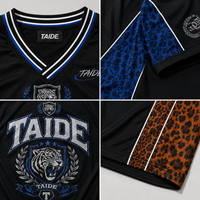 Maillot de football TaiDe OEKO-TEX avec empiècements imprimés léopard, sublimation, motif crinière de tigre, logo personnalisé, surdimensionné, OEM ODM, vente en gros pour hommes