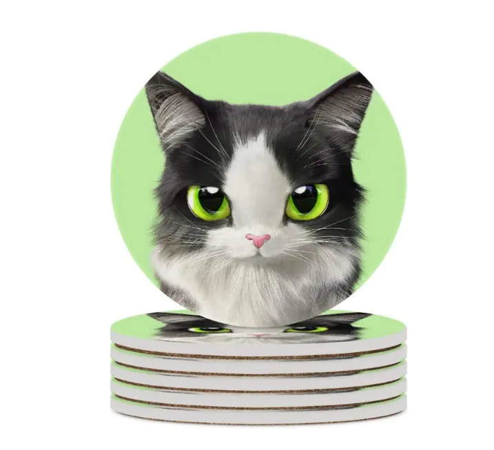 Jia Yi Minimalist style kitty cat UV "ceramic coaster" unfinished ceramic coasters fatima uk ceramic coaster