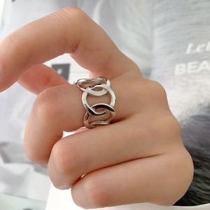 S925 Sterling Silver <b>Ring</b> Geometric Hollow Band <b>Open</b> Design Unisex Everyday Wear - Product Image 1