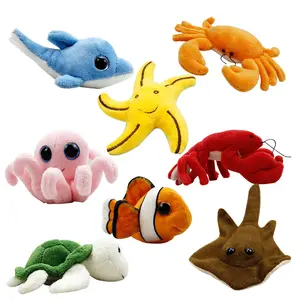 저렴한 도매 바다 동물 봉제 장난감 로고가있는 맞춤형 부드러운 장난감 게 봉제 장난감 베개