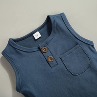 Ensemble 2 pièces pour filles : débardeur côtelé et short en coton bleu poussière – Vêtements d'été pour enfants – Vente en gros pour boutiques