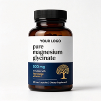 Capsules de glycinate de magnésium pur en marque blanche OEM, complément alimentaire, 90 unités, soutien du sommeil et des os pour adultes