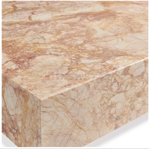 โต๊ะกาแฟหินอ่อนทรงสี่เหลี่ยมแบบโมเดิร์นโต๊ะกาแฟแบบบล็อกต่ำเฟอร์นิเจอร์โต๊ะกาแฟสีชมพูกุหลาบ - Product Image 5