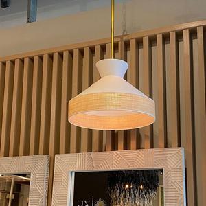Lampe suspendue de style japonais en rotin blanc E27, plafonnier rond pour chambre à coucher, salon, salle de thé, hôtel, bar, éclairage décoratif - Product Image 2