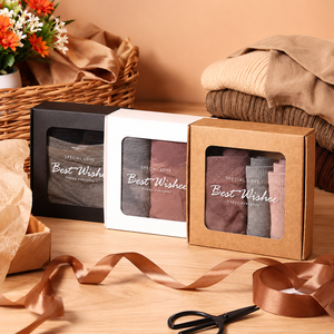 Scatola Regalo Pieghevole in Carta Kraft con Finestra Trasparente in PVC, Stampa 'Best Wishes' a Tre Colori, per Sapone, Abbigliamento, Cosmetici, Confezione Regalo per le Feste - Product Image 6