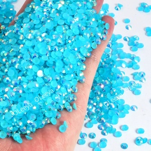 Strass en résine Oleeya en vrac, cristaux SS6-SS30, couleurs bleues, TRN Jelly, fond argenté, dos plat, couleurs AB, pour vêtements - Product Image 3