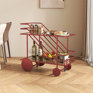 Chariot <span class=keywords><strong>de</strong></span> service commercial Maokangyun MC4 à double couche en verre et métal, style européen, durable, à 4 roues, avec étagères <span class=keywords><strong>de</strong></span> rangement pour hôtel - Product Image 2