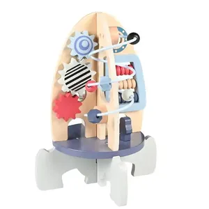 Baby in legno multifunzione Macaron Rocket Maze Toy simulazione Gear modello aerospaziale giocattoli educativi per bambini piccoli