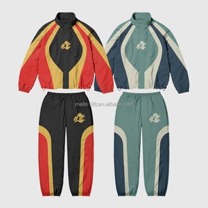 Wholesale Bulk Windbreaker Set <b>Men</b> Windproof Zipper Nylon <b>Jacket</b> and Nylon <b>Track</b> Pants Custom Windbreaker Tracksuit - Product Image 1