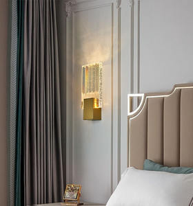 Moderne eenvoudige lichte 6w roestvrijstalen koperen kristallen woonkamer slaapkamer nachtkastje wandlamp - Product Image 5