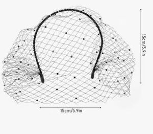 British Country Boutique Autumn <span class=keywords><strong>Civil</strong></span> Court Wedding Ceremony Head Band Birdcage White Black Face Veil <span class=keywords><strong>para</strong></span> Christ Church Bride - Product Image 6