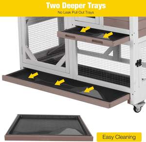 Modern lüks <span class=keywords><strong>2</strong></span>-Story ahşap Pet House küçük hayvanlar için kapalı açık tavşan gine domuz Hutch nefes <span class=keywords><strong>2</strong></span> derin çekme tepsiler - Product Image 3