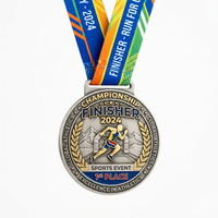 Médaille de finisseur de marathon personnalisée en alliage de zinc, créez votre propre médaille sportive en émail souple, récompenses sportives, souvenirs, médailles métalliques avec ruban
