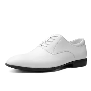 Jinjiang סיטונאי גברים לבן אמיתי עור נעלי אוקספורד פורמליות שמלת נעליים
