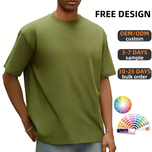 T-shirts surdimensionnés en coton mélangé à couche d'air pour l'été, personnalisables avec logo, en tissu de luxe épais pour hommes - Product Image 1