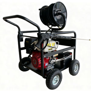 LORDMATE Nettoyeur Haute Pression Robuste <span class=keywords><strong>à</strong></span> Essence/Pétrole 20HP avec Pompe Triplex, Nouveau, 4400psi, Dévidoir de <span class=keywords><strong>Tuyau</strong></span> pour Nettoyage de Canalisations d'Évacuation - Product Image 2