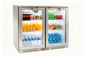 NE-200CS-8 Stainless Steel Built-In Compressor Air Cooled Digital Display Two glass doors Back <b>Bar</b> Cooler - Product Image 5