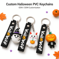 Llavero de PVC suave 2D 3D al por mayor para Halloween, con logotipo personalizado en relieve, de goma, OEM ODM para compradores de marcas globales