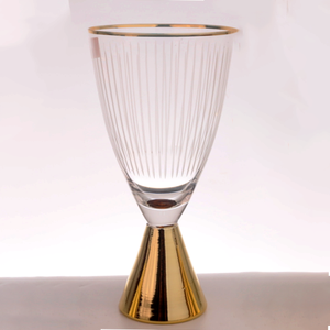 Glam Gold Plated Crystal Glass Tumblers Striped Design Party <b>Drinkware</b> for Party - Product Image 2