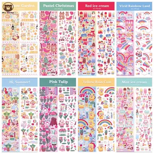 Simpatici cartoni animati animali adesivi coreani fogli Kawaii Ins Fashion Planner adesivi per fai da te decorativo Kpop Idol Photo Cards Album