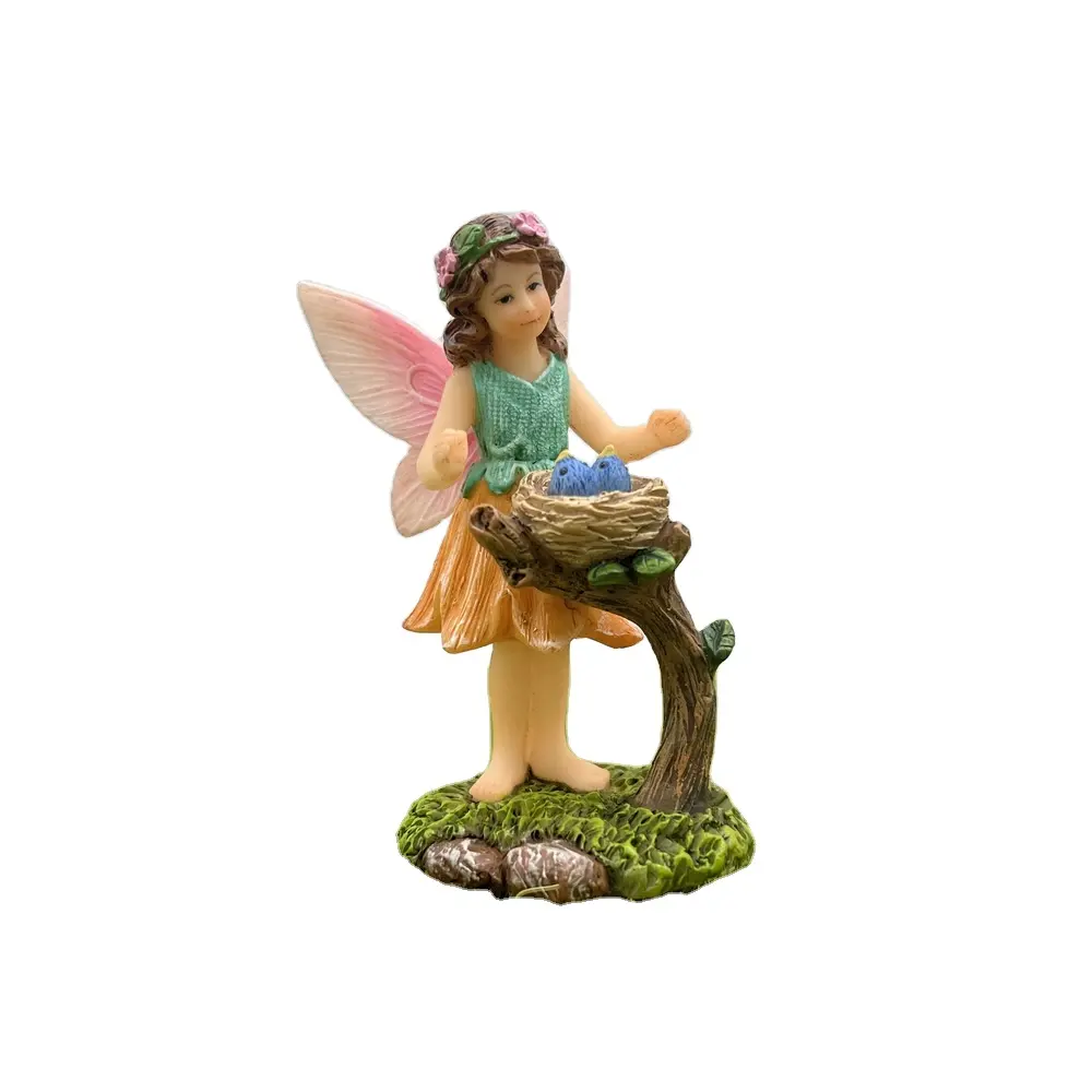 2023 New design little fairy figurine fairy and bird nest DIY decoration