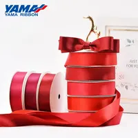 YAMA工場在庫卸売ポリエステル片面/両面ピンクレッドサテンリボン