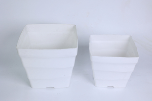 Pot de fleurs carré en plastique, grande taille 29 cm, en PP, design côtelé ondulé avec fente de drainage, directement de l'usine - Product Image 3