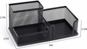 Mesh Pen Holder - Multipurpose <b>Large</b> Capacity Office Supplies with Sticky Notes Holder and 3 Compartments Mesh <b>Desk</b> Organizers - Product Image 3