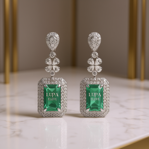 ต่างหูหยดน้ำประดับพลอยสีเขียวลิปา ไซเน ทรงเหลี่ยมมรกต คริสตัลไรน์สโตน เครื่องประดับสำหรับผู้หญิง สไตล์คลาสสิก เหมาะสำหรับงานปาร์ตี้ - Product Image 2