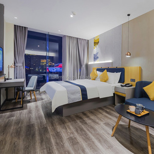 Muebles Comerciales Funcionales, Cama Moderna para Hotel con Cabecera Multi-Outlet y Mesitas de Noche de Madera para Conjuntos de Dormitorios de Hotel de 3 Estrellas - Product Image 5
