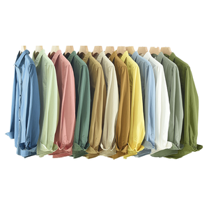 Chemise décontractée en satin tricoté anti-boulochage pour homme, à manches longues et col à revers ample, 100 % coton, idéale pour l'automne - Product Image 1