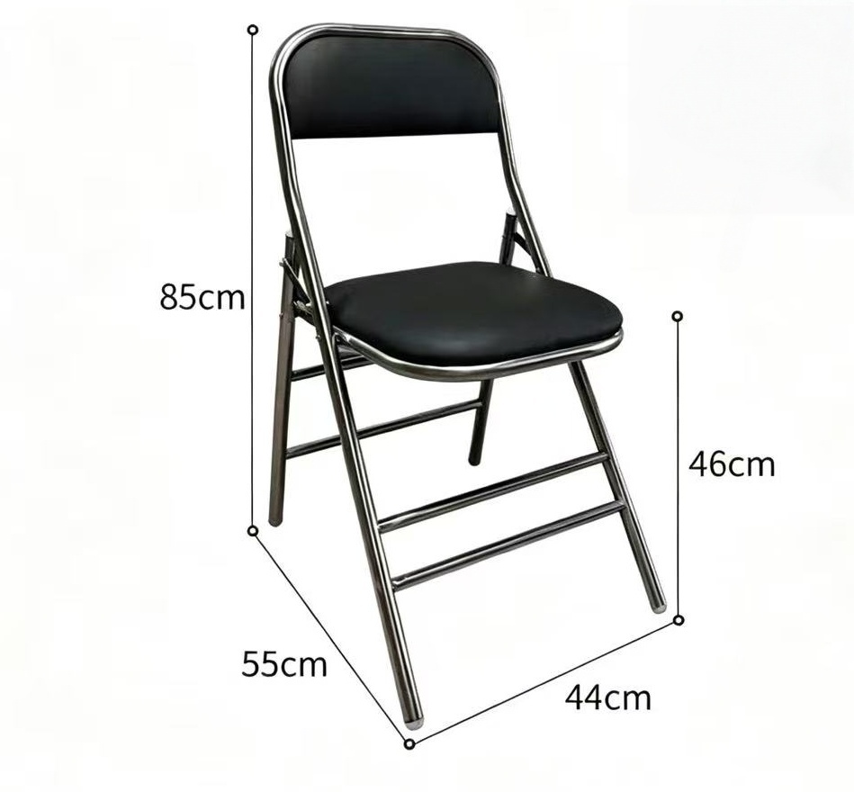 Silla plegable de acero inoxidable, capacidad de carga: 250 kg, color negro