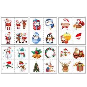 Feuilles temporaires de dessin animé mignon de Noël écologiques cadeaux autocollants durables autocollants de tatouage pour garçons et filles - Product Image 6