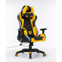 Chaise de jeu ergonomique noire et jaune pour gamer, avec LED, certifiée par le fournisseur, pour ordinateur