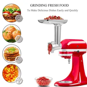 Picadora pequeña <span class=keywords><strong>de</strong></span> Alimentos/Carne, accesorio para mezcladores <span class=keywords><strong>de</strong></span> pie con 4 <span class=keywords><strong>placas</strong></span> <span class=keywords><strong>de</strong></span> molienda, 2 tubos <span class=keywords><strong>de</strong></span> embutidor <span class=keywords><strong>de</strong></span> salchichas - Product Image 2