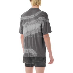 T-shirt Oversize da Uomo Tie-Dye Shibori a Righe Orizzontali, Lavaggio Vintage, Streetwear, Manica Corta, OEM - Product Image 6