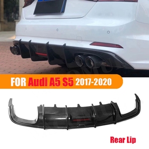 ดิฟฟิวเซอร์หลังสีดำเงา ลายคาร์บอนไฟเบอร์ สำหรับ Audi A5 S5 B9 ปี 2017 2018 2019 2020 แบบ 4 ช่องลม - Product Image 3