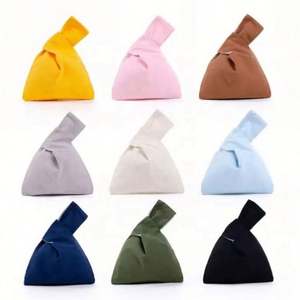 Bolsa de Mano de Lona de Algodón con Nudo en la Muñeca, Estilo Japonés, Ecológica, Reutilizable, de Tela, Personalizable, en Blanco, en Oferta - Product Image 3