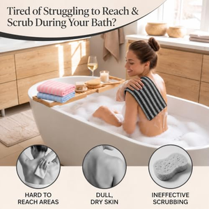 Éponge de bain longue rayée de style japonais et coréen pour le corps, en coton et nylon, du fabricant - Product Image 6
