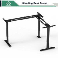 Bureau d'angle électrique à 3 pieds en forme de L, réglable en hauteur, avec trois moteurs