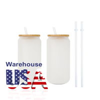 Kocdam Entrepôt USA 12oz 16 20 25 Gobelets vierges de sublimation en verre à bière givré avec couvercle et paille