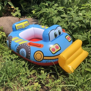Bateau bulldozer gonflable pour enfants, 80x65cm, anneau de natation épaissi, jouet aquatique pour le jeu des tout-petits - Product Image 1