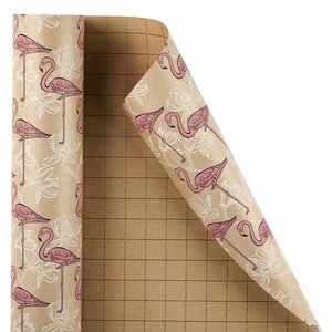 Custom Flamingo Floral Pattern Recyclable Art <b>Paper</b> Kraft Gift <b>Wrapping</b> <b>Paper</b> Roll 100GSM Coated Eco-Friendly Double Sided - Product Image 1