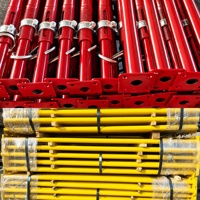 Puntales de acero para apuntalamiento de techos, sistema de bloqueo de pasador para tubos de acero sin costura, puntal de acero con cabeza dividida para andamios.