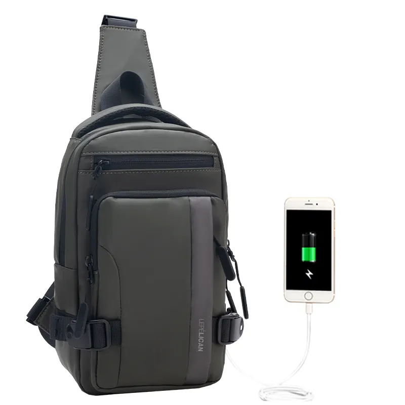 Custom Waterproof Anti Theft Designer Chest Bag USB Crossbody Sling Bags For Men Single Shoulder Crossbody Bag